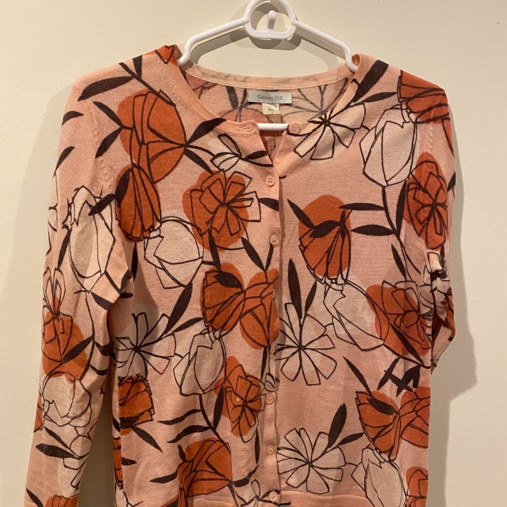 Garnet Hill wool cardigan, orange, small